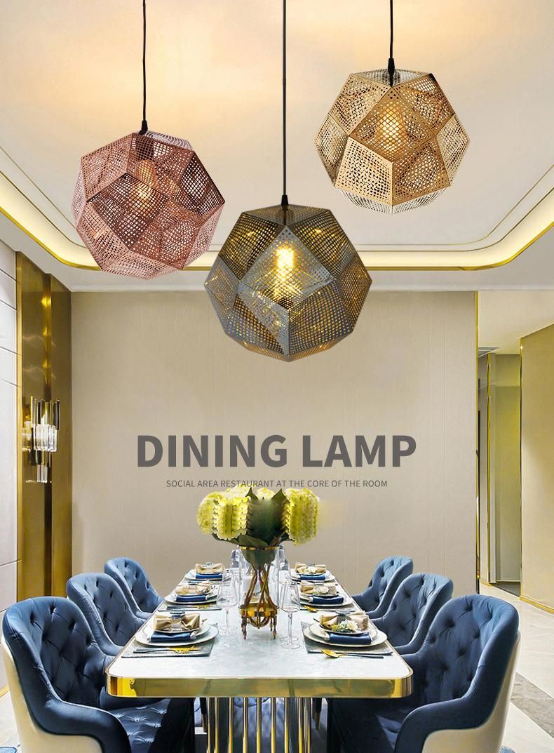 Postmodern Living Room Villa Fashion Clothing Shop Creative Polyhedron Pendant Light LED Etched Chandelier