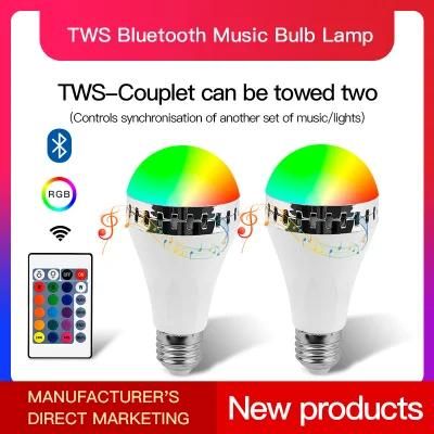 Hot Sale 12W E27 Color Changeable RGBW Blueteeth LED Wireless Smart Music Bulb Smart LED Music Bulb with Remote Control