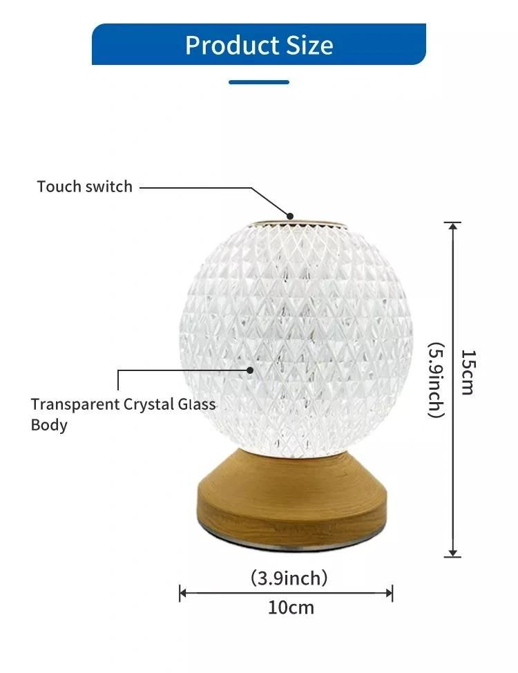 Crystal Lights LED Touch Switch Night Light Portable LED Table Light Touch Control Mini Desk Lamp Dimming