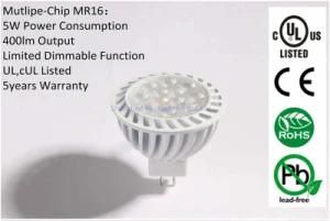 Dimmable 5W LED Lamps MR16 with UL&cUL&CE&RoHS Certifications