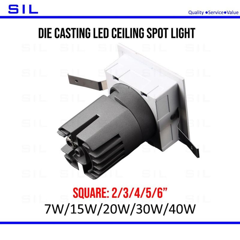 TUV CE RoHS Approved Deep Anti Glare LED Module Spotlight 20watt for Hotel Square Tiltable Ceiling Spot Light