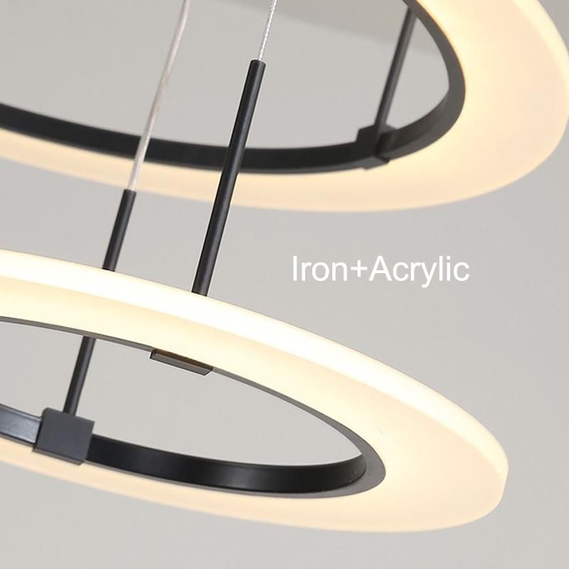 Modern Decoration Circle LED Dimmable Chandelier Pendant Lights Hanging Adjustable Indoor Light