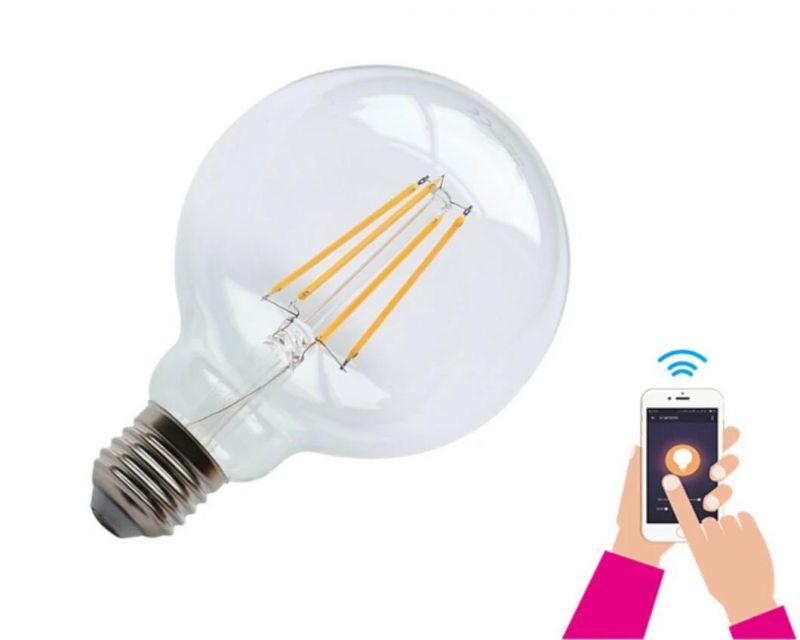 WiFi Control LED Vintage Filament Bulbs G125 Dimmable LED Lamp E27 Base LED Light 4W 6W 8W 10W LED Bulb with Ce RoHS