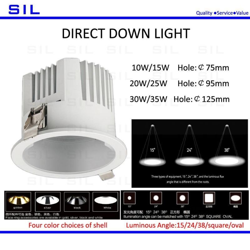 Hot Sales Hotel Commercial LED Down Light 30watt 10W 15W 20W 25W 30W 35W Ceiling Light 30W LED Downlight