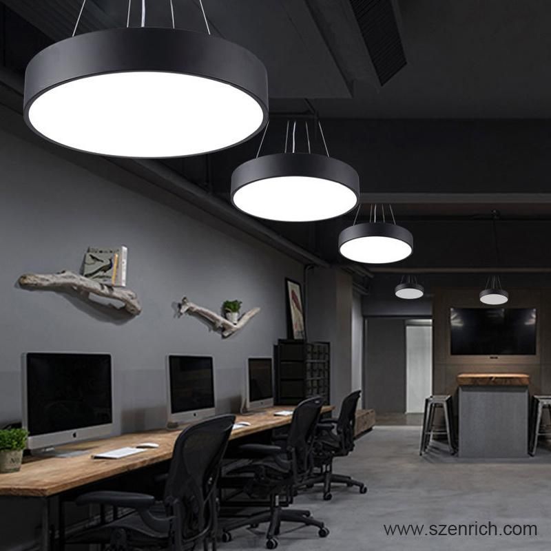 Suspending Round Shape Pendant LED Lighting with Black/White Shell Colors