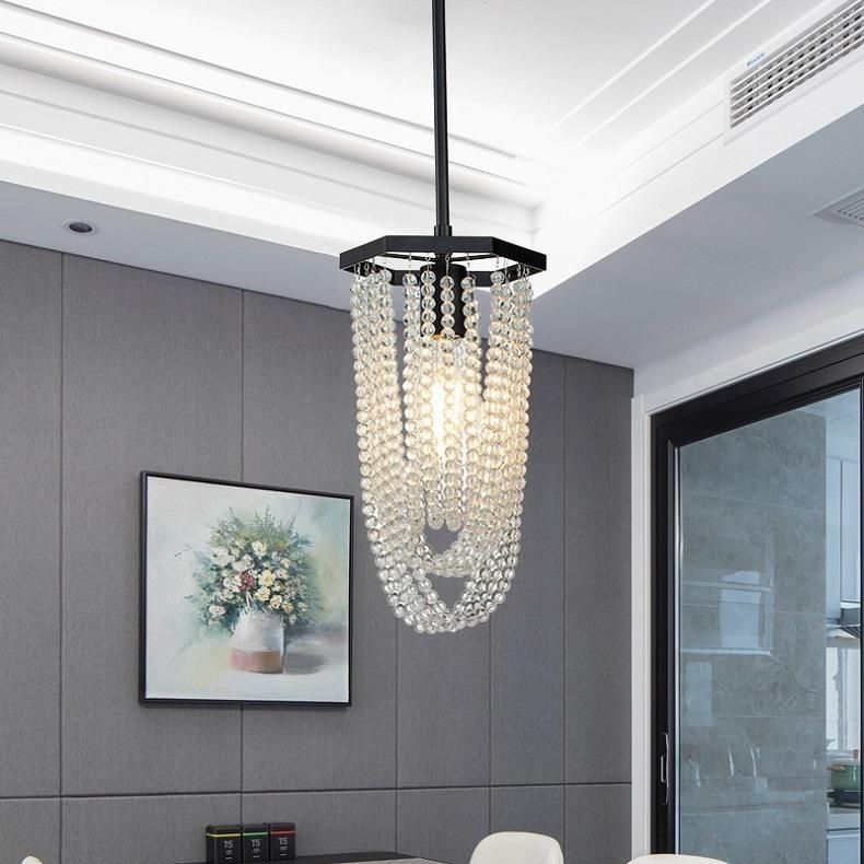 American Simple Wrought Iron Chandelier Restaurant Creative Retro Crystal Chandelier