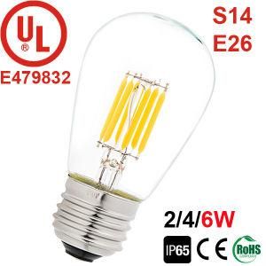 UL-Listed S14/E26 6W LED Ceramic Filament Bulb, S45 Clear Glass 2W/4W Edison Light Bulb
