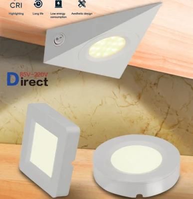 LED Mini Recessed and Surface Mounted Square Under Puck Cabinet Light 2W Kitchen Display Light