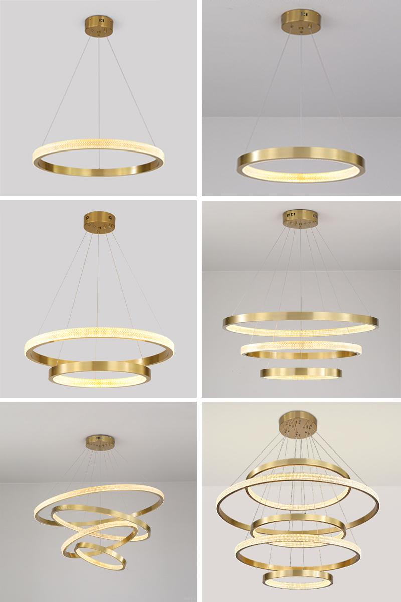 Restaurant Light Luxury Rings Creative Pendant Crystal Lamp