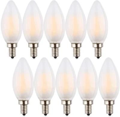 Candelabra Candle C35 B35 Frosted Glass Torpedo Shape Bullet Top 360 Degrees Beam Angle Chandelier LED Light Bulb