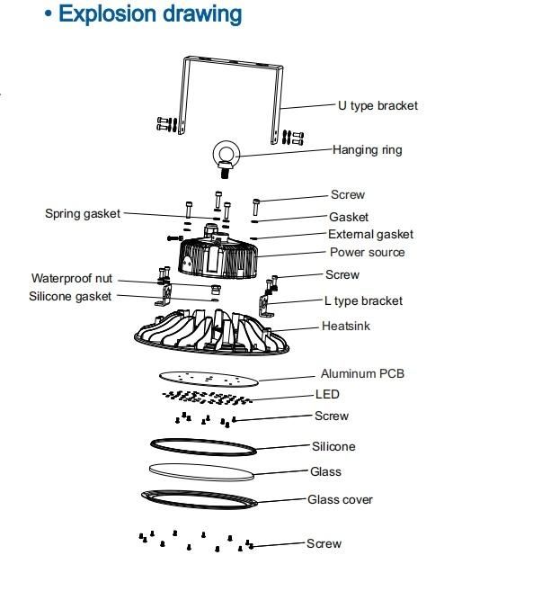 Warehouse IP65 Industrial Lighting 100W 150W 200W LED UFO High Bay Light