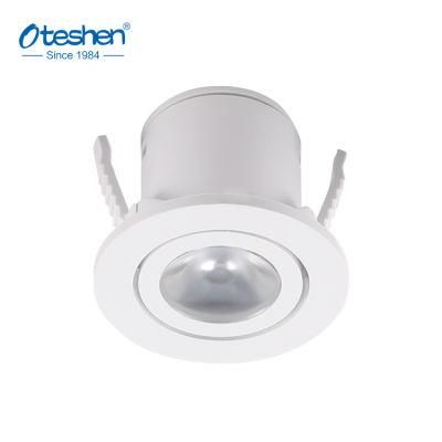 Round Shape 1W Adjustable Angle LED Cabinet Light Mini PC Downlight