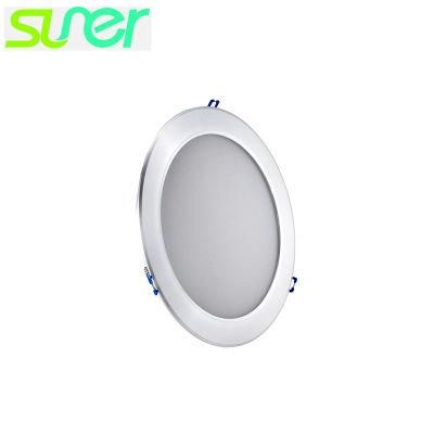 Round Slim Panel Light Silver Recessed LED Downlight 8 Inch 16W 5000K