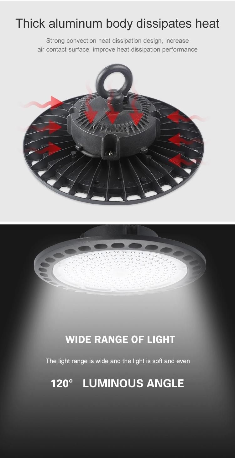 Warehouse IP65 Industrial Lighting 100W 150W 200W LED UFO High Bay Light