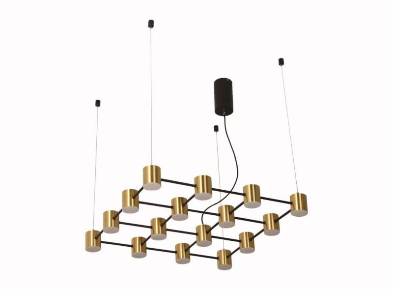 Masivel Lighting Modern Pendant Light Linear Aluminum Brass Cylinder Decorative LED Chandelier Light