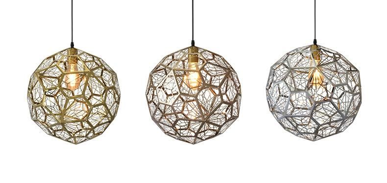 Modern Simple Stainless Steel Polyhedral Ball Chandelier Creative Geometric Mesh Chandelier