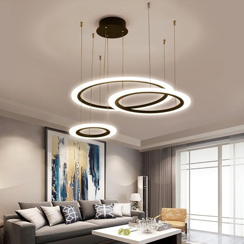 Modern Decoration Circle LED Dimmable Chandelier Pendant Lights Hanging Adjustable Indoor Light