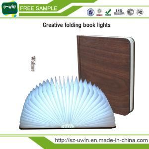 Foldable Design Wooden Book Shaped LED Night Light for Room Decoration