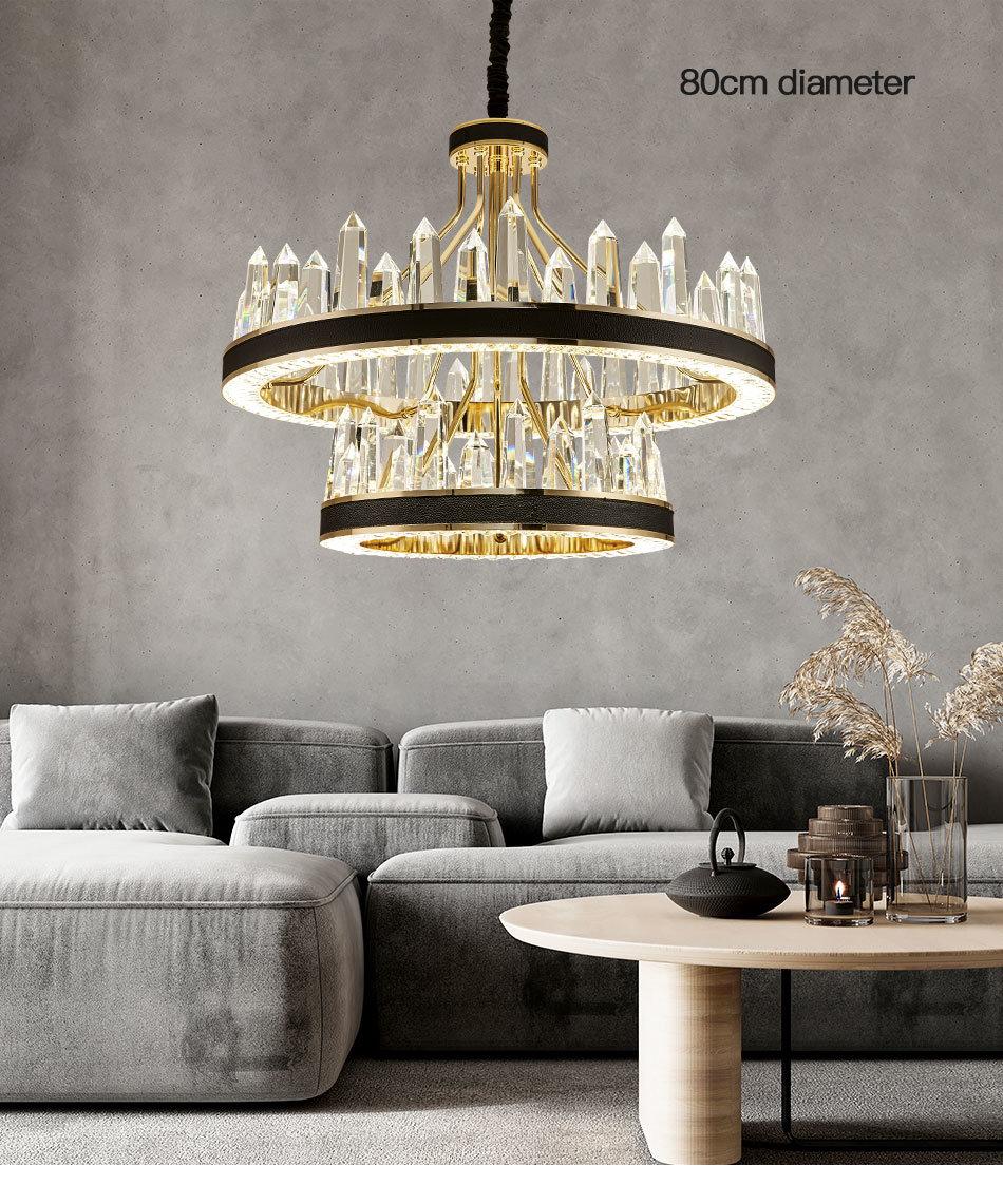 Modern Luxury Living Room Light Hotel Villa LED Lamp Large Round Ceiling Mounted Lighting K9 Pendant Lights Crystal Lighting Ceiling Modern Chandelier