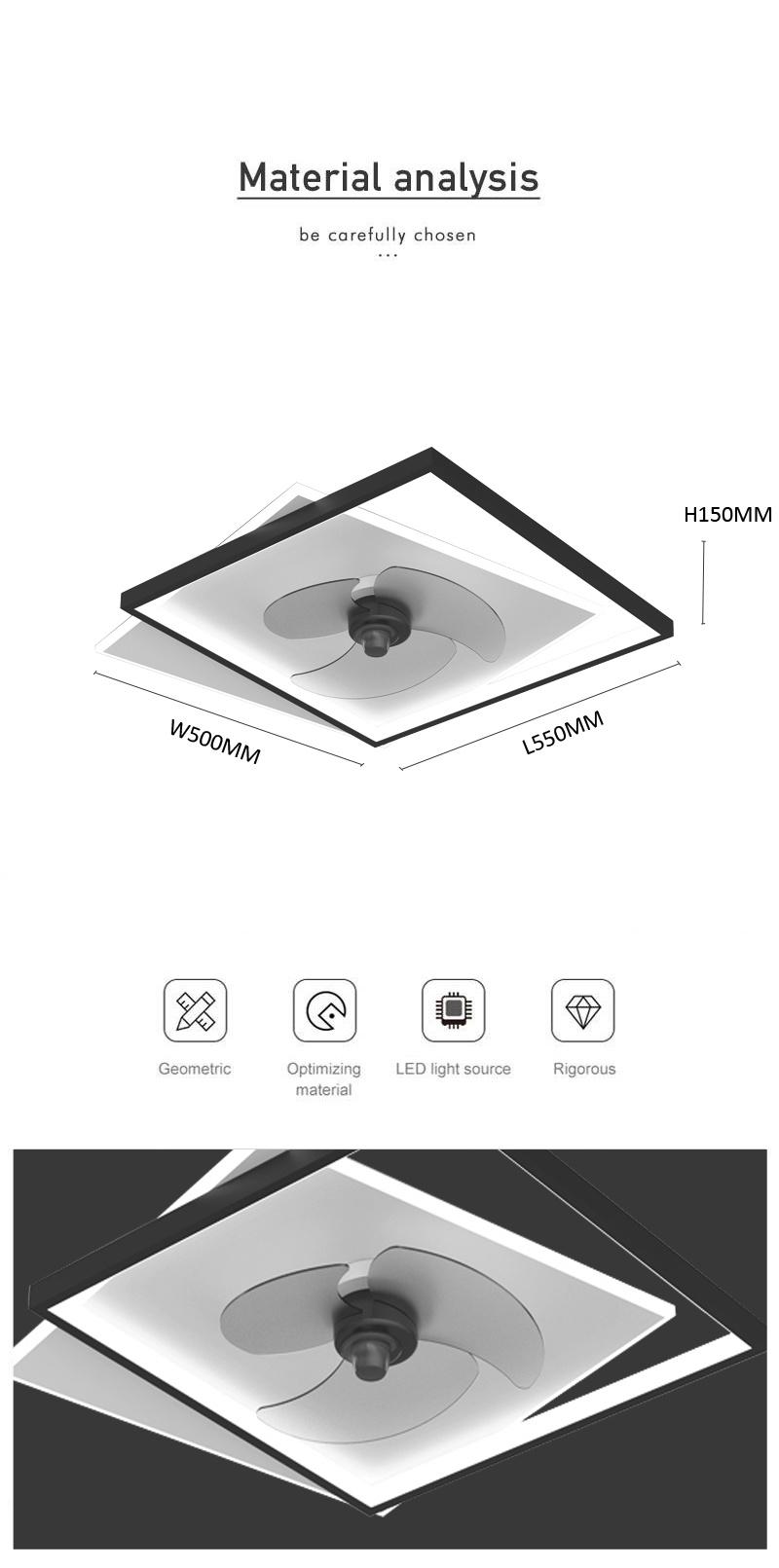 2022 Modern Smart Remote Control 3 Blades LED Surface Decorative Indoor Ceiling Fan with Light