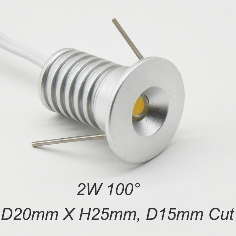 6000K Cold White 2W Mini Spotlight 15mm Cut Mini 12V-24V LED Ceiling Downlight