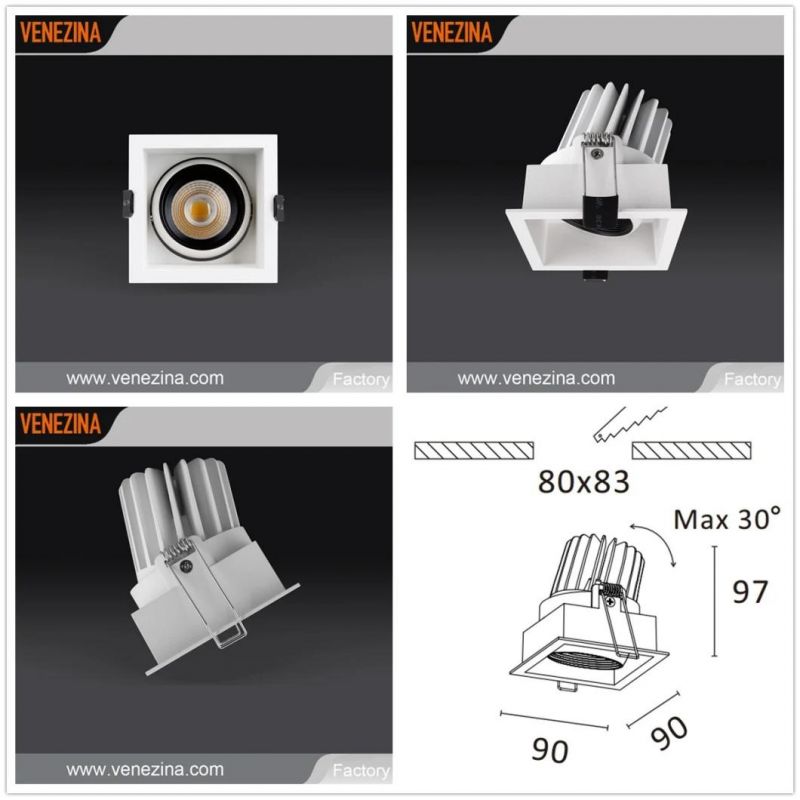 TUV CE Certified COB 6W/10W/15W Square Fixed LED Spot Light High Power Spotlight