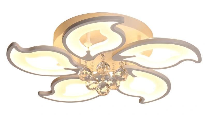 2022 Design 5 Heads Remote Control Flower Shape Acrylic LED Ceiling Lights Lamp Fixture Smart Control