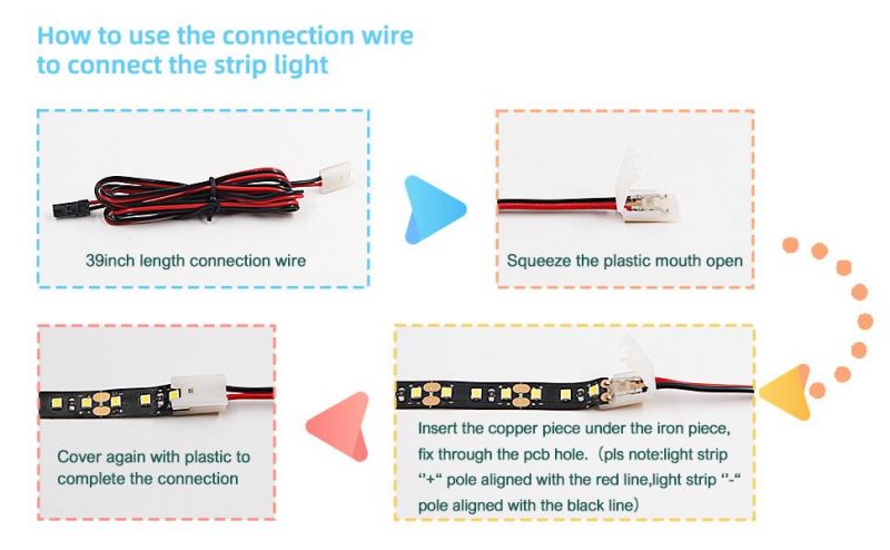 LED Flexible Strip Light Fast Connect Jst Cable Accessories 2m Wires Quickly Connector