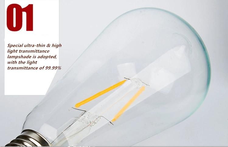 Top Supplier Clear 2700K 2200K 4W Dimmable Vintage LED Edison Lamp Decoration Filament Bulb St64 LED Filament Light