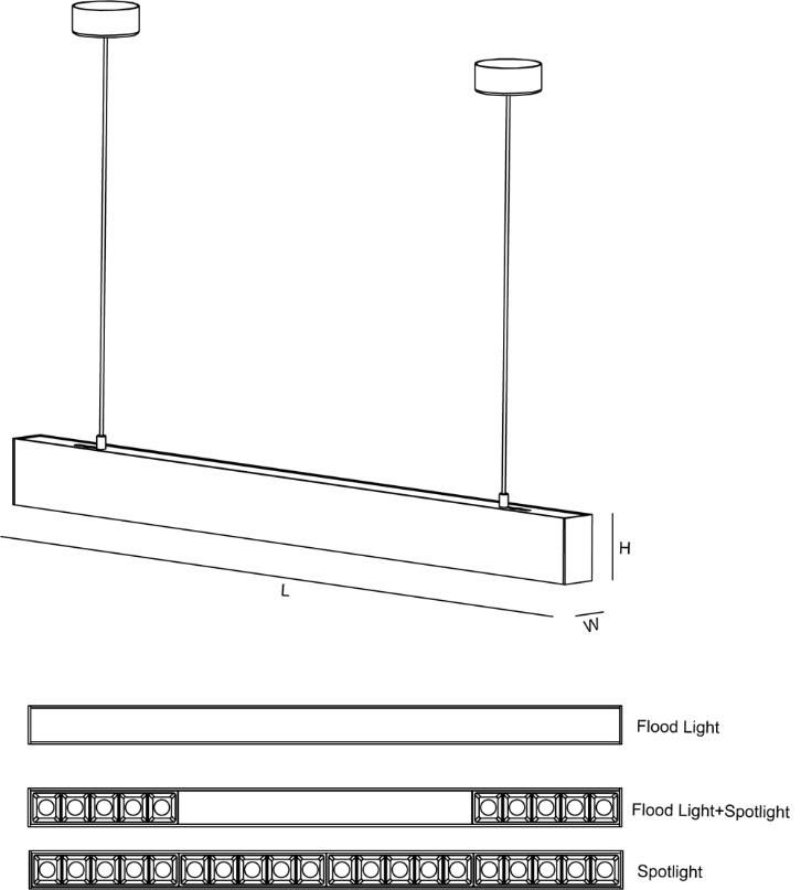 Modern Suspended LED Linear Battten Light for Office Lighting 20W 30W 40W 50W