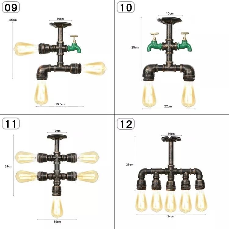 Vintage Iron Rust Water Pipe Lamps E27 Loft Light Indoor Home Lighting Retro Industrial Ceiling Lamp