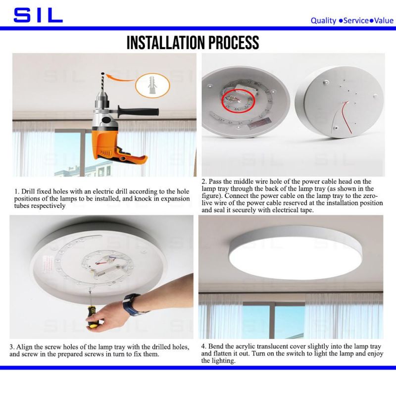 36W Round Square LED Ceiling Lamp Factory for Balcony Washroom Motion Sensor Surface Mounted LED Ceiling Light