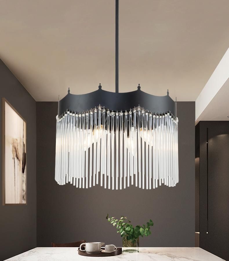 Luxury Crystal Chandelier Living Room Post-Modern Simple Atmosphere Dining Room Glass Rod Room Art Bedroom Nordic Lamps
