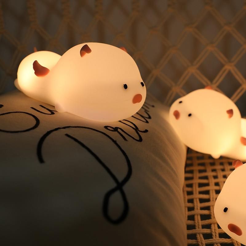 New Design Children Baby Bedside Silicone Light Touch Control Changing Tap Pig LED Night Light