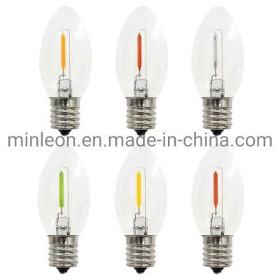 E17 Mini C9 Clear Glass LED Filament Replacement Bulb
