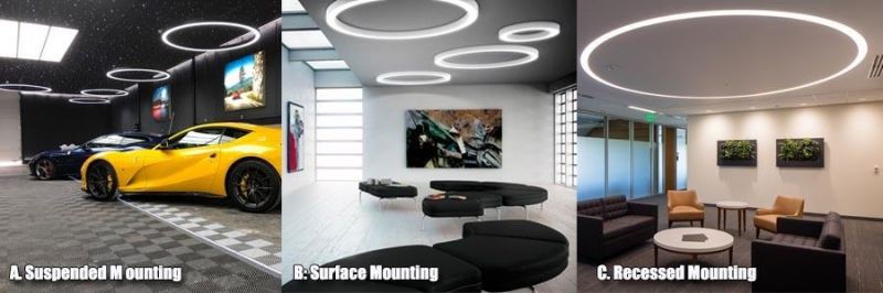 Aluminum Circular LED Luminaire Pendant Light with 2m Diameter