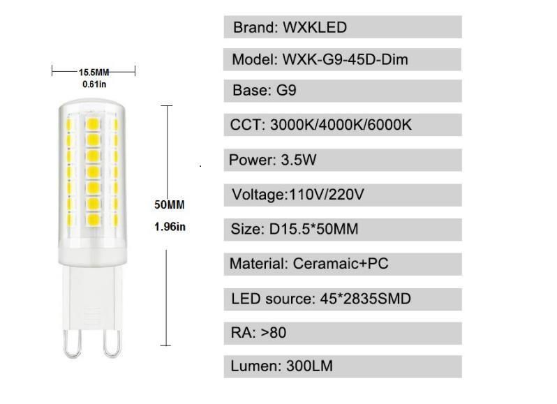 110/220V 3W 350lm Cool White 6000K 40W Halogen Bulbs Equivalent Dimmable No Flicker Energy Saving Light Bulbs Lamps for Home Light