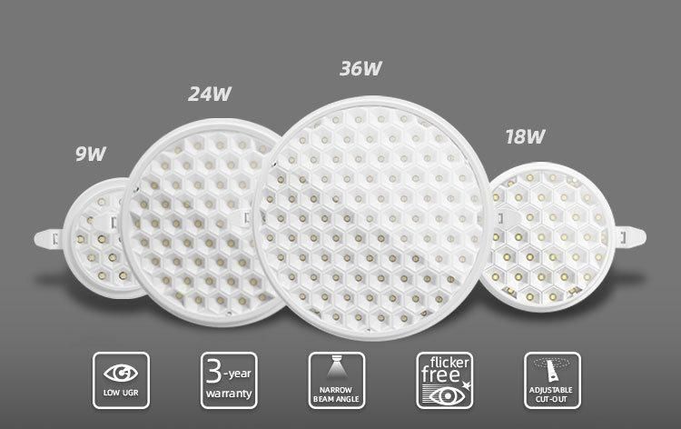 Hole Size Free Adjustable Frameless High Brightness 36W LED Light Round Panel