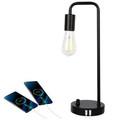 Indoor Living Room USB Charging Remote Control Simple Wrought Iron LED Table Lamp