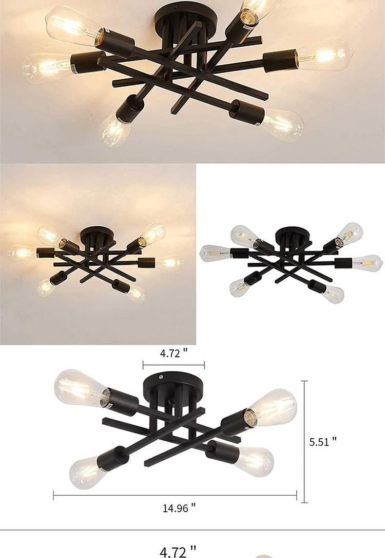 Semi Flush Mount 4 Light Ceiling Light Matte Black with E26 Base Modern Chandelier for Farmhouse Kitchen Dining Room Bedroom