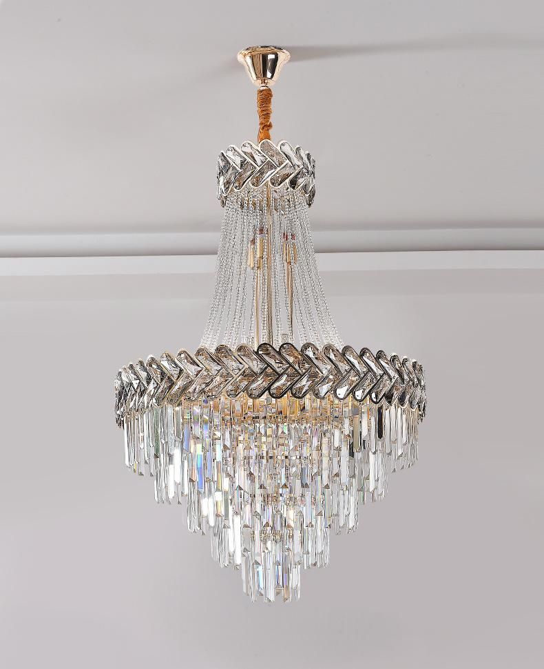 Large Project Indoor Hotel Lobby Villa Decoration Pendant Light Luxury Crystal K9 LED Chandelier