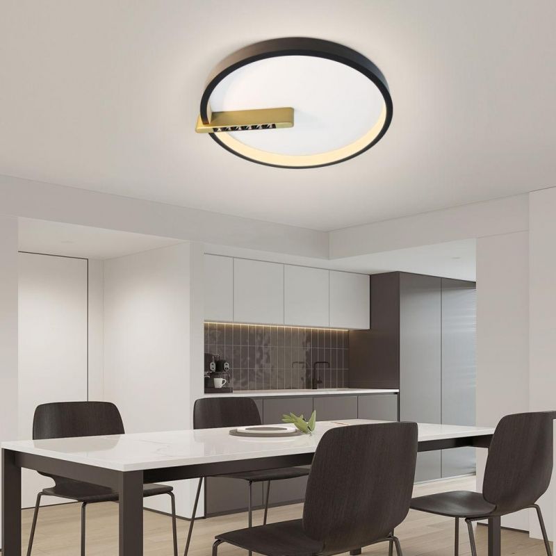 Masivel Factory Nordic Simple Style Ceiling Light Modern Minimalist Decoration Black and Brass Metal LED Ceiling Light with Grilling
