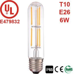 UL-Listed Tubular LED Light Bulb, T10/T30 E26 6W Non-Dimmable LED Filament Bulb