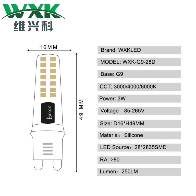 New No-Filcker G9 LED Light Bulbs 3W Equivalent to 30W Halogen Bulbs Capsule Bulb, AC220-240V Energy Saving for Chandeliers, Ceiling & Wall Light