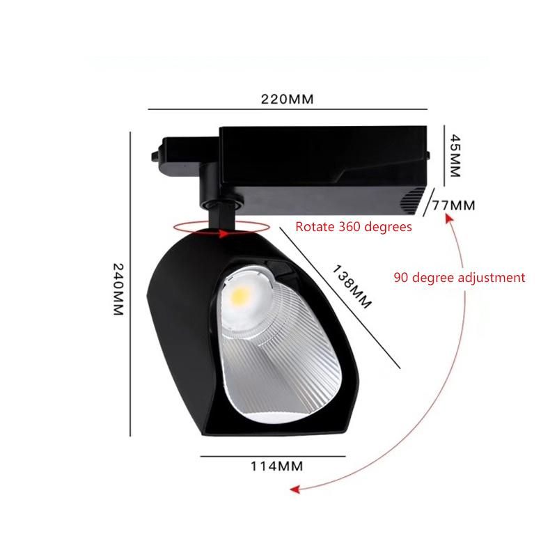 IP33 Adjustable Anti- Glare Aluminum COB 30W LED Track Light Price