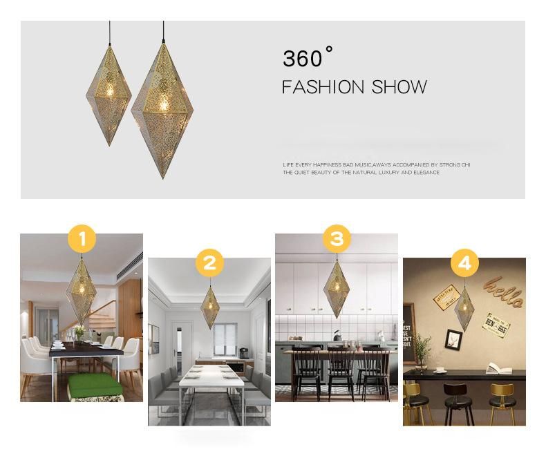 Modern Creative Art Stainless Steel Pendant Light LED Gold Chrome Rose Gold Geometric Polyhedron Chandelier