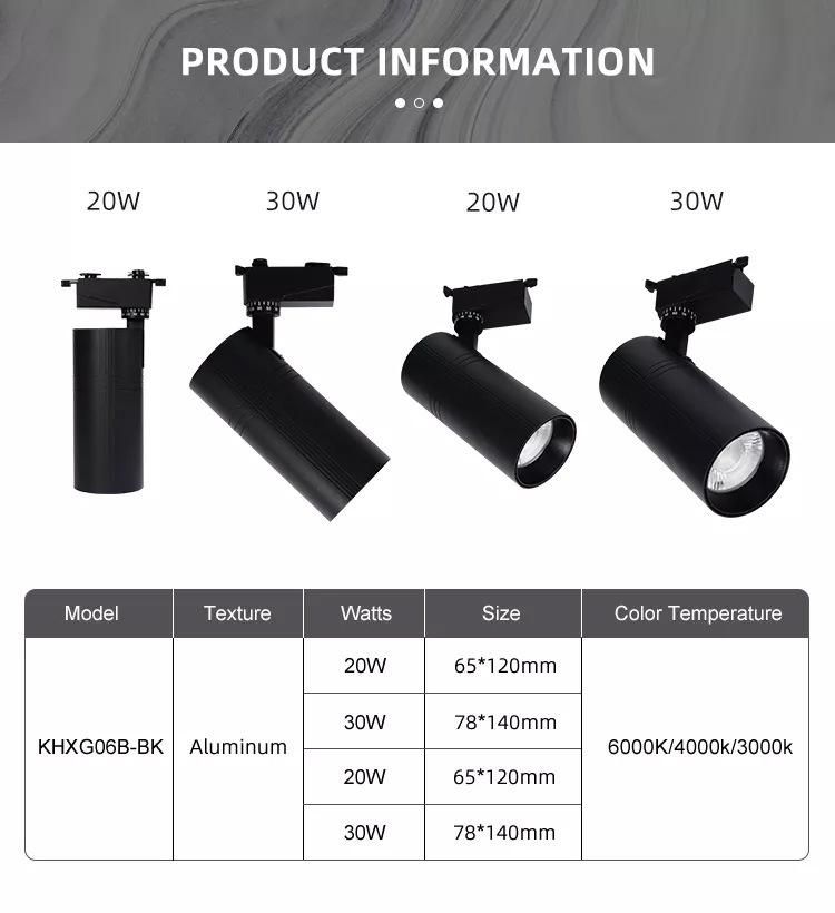 Adjustable LED Spot Light for Store Decor 20W 30W Magnetic System Rail Lighting LED Track Light