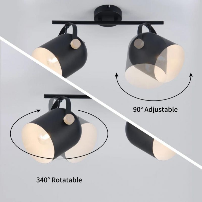 Metal Material & Wood Wall Lamp White/Black Color E27 Spot Wall Light for Home Decoration