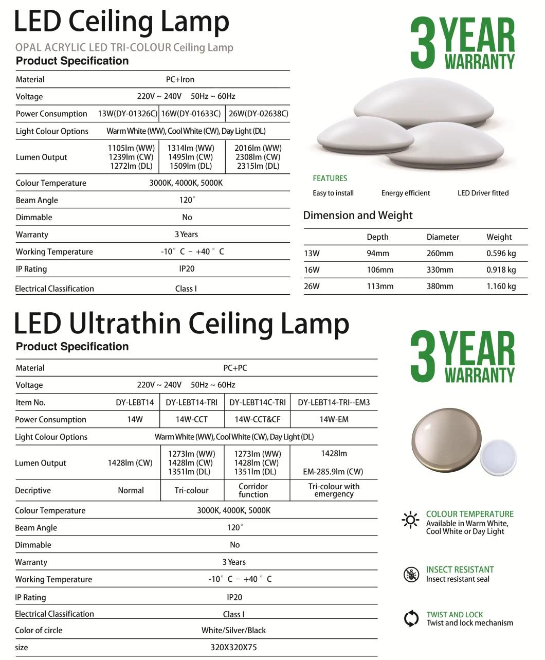 8W LED Square Ceiling Lamp PC Material