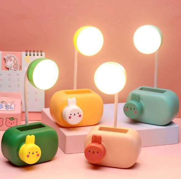 Cute Cartoon Dormitory Mini LED Desk Lamp with Pen Holder